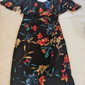Connected apparel ladies black floral dress size 10p